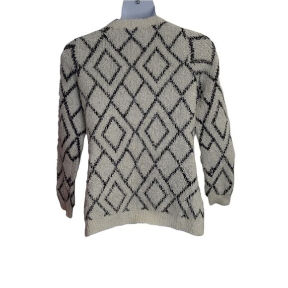 ZARA white diamond pattern eyelash open front cardigan with pockets M - Picture 2 of 8